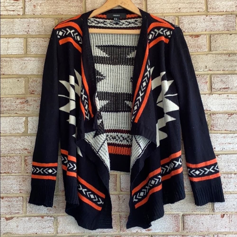 Aztec print cardigan sweater (black)
